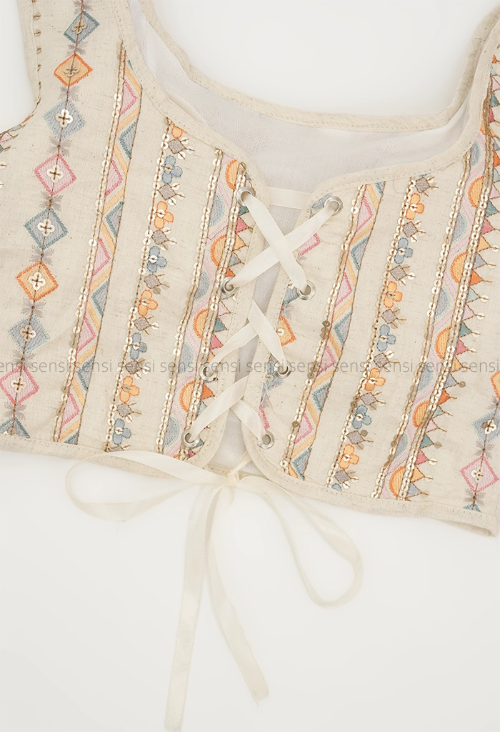 دکلته آستر دار گلدوزی دارکد1005342